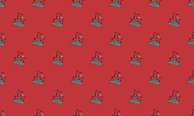 Farklı aksesuarlara sahip renkli arkaplan