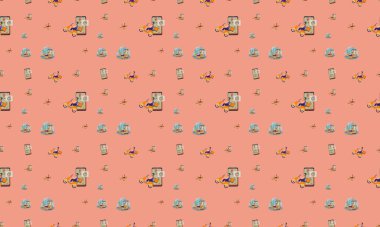 Farklı aksesuarlara sahip renkli arkaplan