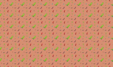 Farklı aksesuarlara sahip renkli arkaplan