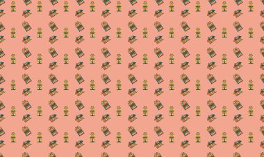 Farklı aksesuarlara sahip renkli arkaplan