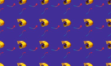 Farklı aksesuarlara sahip renkli arkaplan