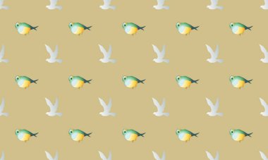 Farklı aksesuarlara sahip renkli arkaplan