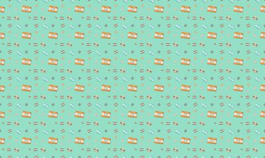 Farklı aksesuarlara sahip renkli arkaplan