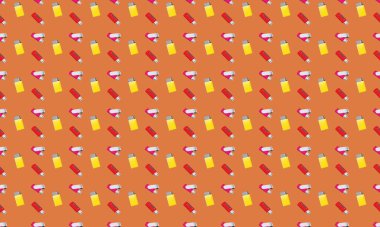 Farklı aksesuarlara sahip renkli arkaplan