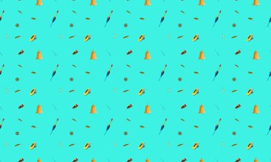 Farklı aksesuarlara sahip renkli arkaplan