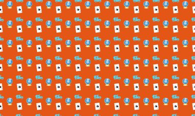 Farklı aksesuarlara sahip renkli arkaplan