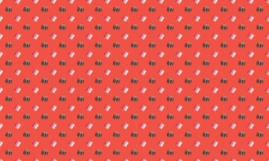 Farklı aksesuarlara sahip renkli arkaplan