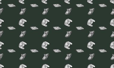 Farklı aksesuarlara sahip renkli arkaplan