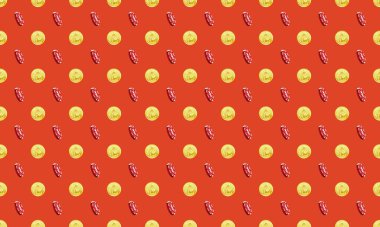 Farklı aksesuarlara sahip renkli arkaplan