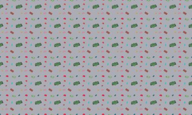 Farklı aksesuarlara sahip renkli arkaplan