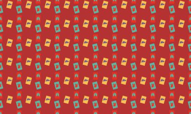 Farklı aksesuarlara sahip renkli arkaplan