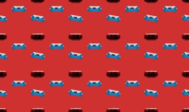 Farklı aksesuarlara sahip renkli arkaplan