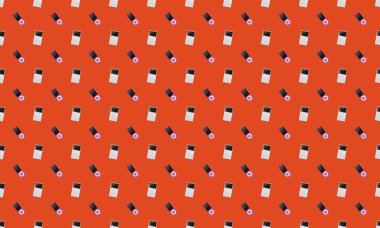 Farklı aksesuarlara sahip renkli arkaplan