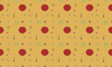 Farklı aksesuarlara sahip renkli arkaplan