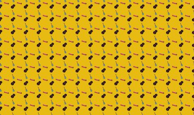 Farklı aksesuarlara sahip renkli arkaplan