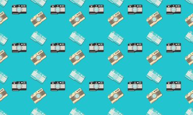 Farklı aksesuarlara sahip renkli arkaplan