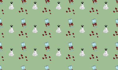 Farklı aksesuarlara sahip renkli arkaplan