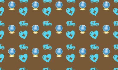 Farklı aksesuarlara sahip renkli arkaplan