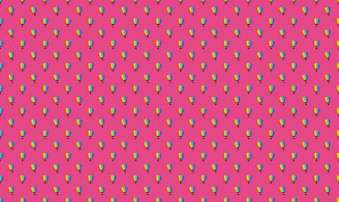 Farklı aksesuarlara sahip renkli arkaplan