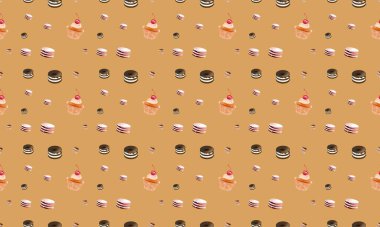 Farklı aksesuarlara sahip renkli arkaplan