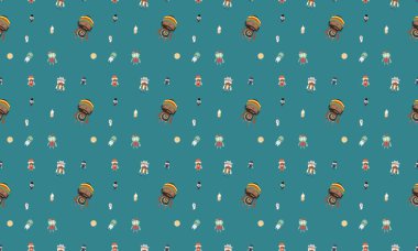 Farklı aksesuarlara sahip renkli arkaplan