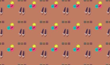 Farklı aksesuarlara sahip renkli arkaplan