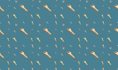 Farklı aksesuarlara sahip renkli arkaplan