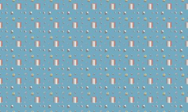 Farklı aksesuarlara sahip renkli arkaplan