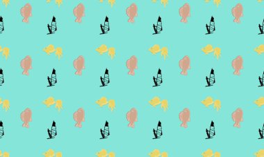 Farklı aksesuarlara sahip renkli arkaplan