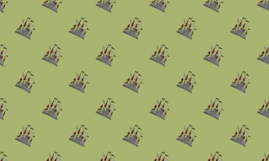 Farklı aksesuarlara sahip renkli arkaplan