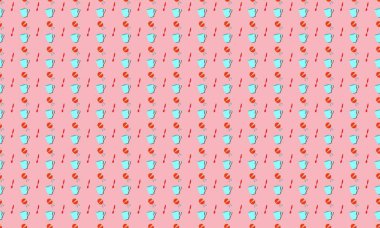 Farklı aksesuarlara sahip renkli arkaplan