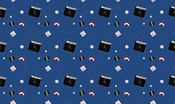 Farklı aksesuarlara sahip renkli arkaplan