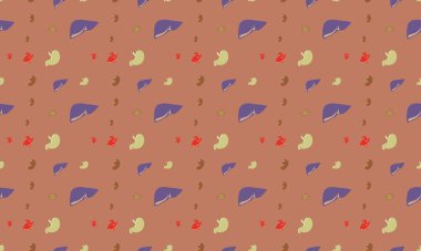 Farklı aksesuarlara sahip renkli arkaplan