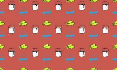 Farklı aksesuarlara sahip renkli arkaplan