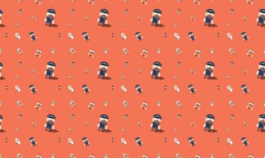 Farklı aksesuarlara sahip renkli arkaplan