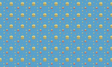 Farklı aksesuarlara sahip renkli arkaplan