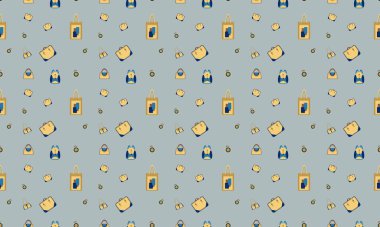 Farklı aksesuarlara sahip renkli arkaplan