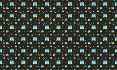 Farklı aksesuarlara sahip renkli arkaplan