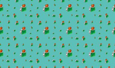 Farklı aksesuarlara sahip renkli arkaplan