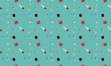 Farklı aksesuarlara sahip renkli arkaplan