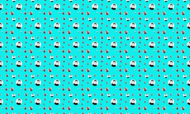 Farklı aksesuarlara sahip renkli arkaplan