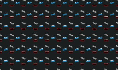 Farklı aksesuarlara sahip renkli arkaplan