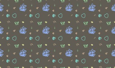 Farklı aksesuarlara sahip renkli arkaplan