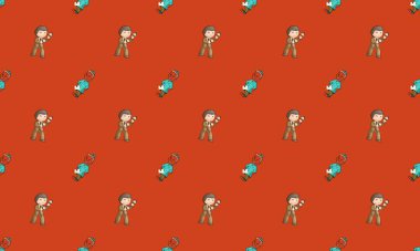 Farklı aksesuarlara sahip renkli arkaplan