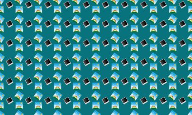 Farklı aksesuarlara sahip renkli arkaplan