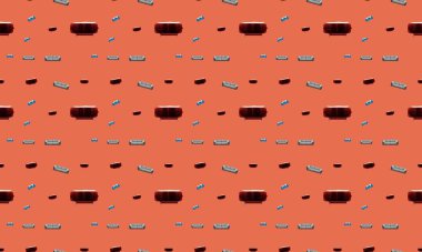 Farklı aksesuarlara sahip renkli arkaplan