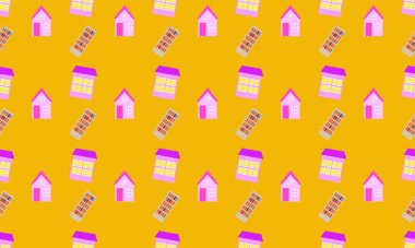 Farklı aksesuarlara sahip renkli arkaplan