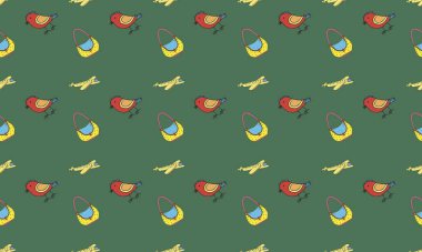 Farklı aksesuarlara sahip renkli arkaplan