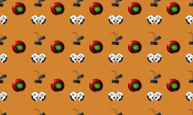 Farklı aksesuarlara sahip renkli arkaplan