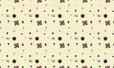 Farklı aksesuarlara sahip renkli arkaplan